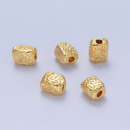 24K Gold Filled 4mm Rectangle Abstract Textured Bead Spacer | B-094