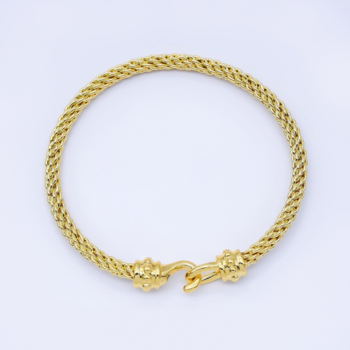 24K Gold Filled 4mm Twisted Rope Mixed Metal Bangle Bracelet Men Woman Jewelry | WA-03891