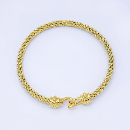 24K Gold Filled 4mm Twisted Rope Mixed Metal Bangle Bracelet Men Woman Jewelry | WA-03891