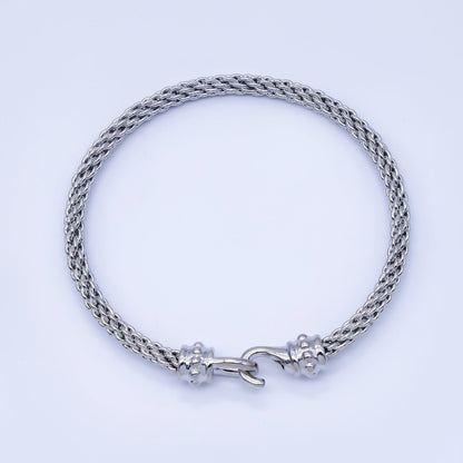 24K Gold Filled 4mm Twisted Rope Mixed Metal Bangle Bracelet Men Woman Jewelry | WA-03891