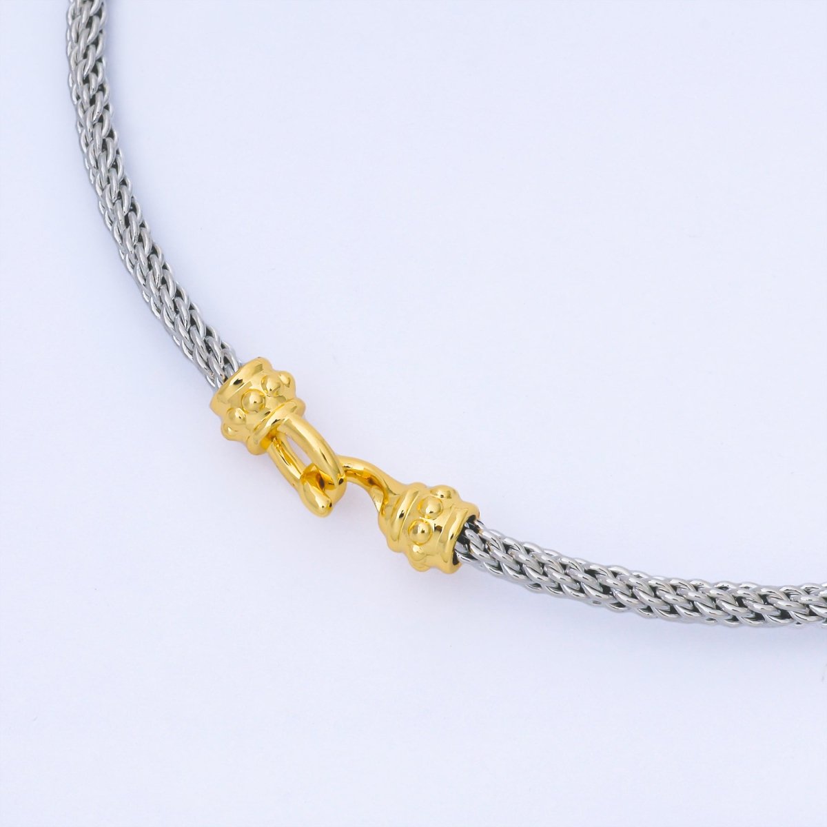 24K Gold Filled 4mm Twisted Rope Mixed Metal Necklace | WA-3898