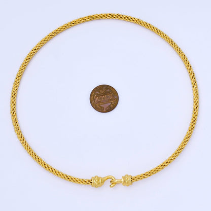 24K Gold Filled 4mm Twisted Rope Mixed Metal Necklace | WA-3898