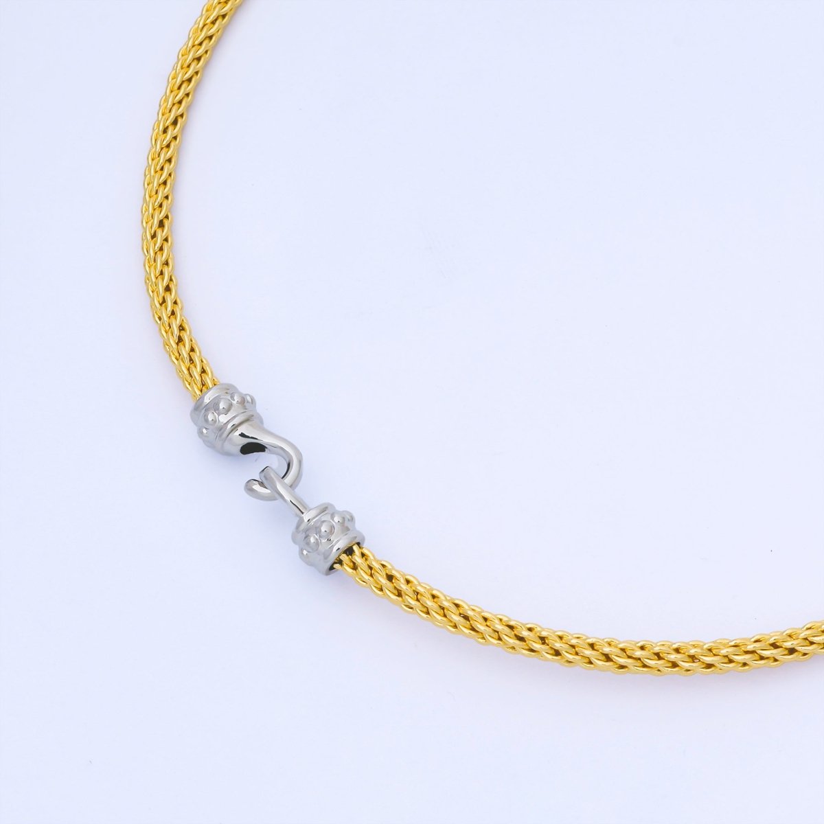 24K Gold Filled 4mm Twisted Rope Mixed Metal Necklace | WA-3898