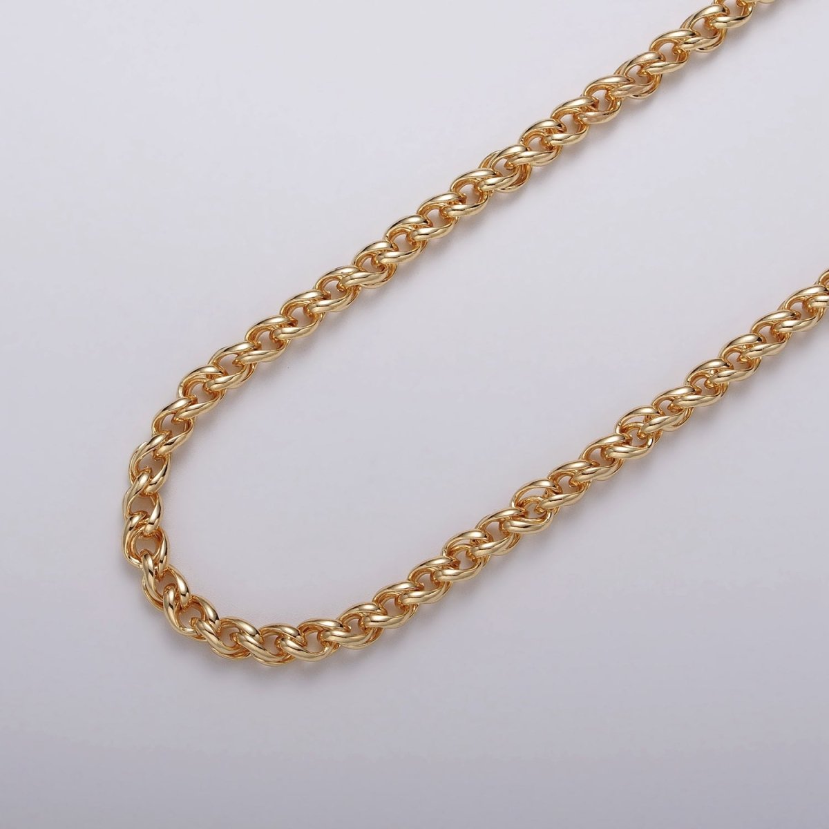 24K Gold Filled 4mm Wheat Statement Double Link Unfinished Chain by Yard in Gold &amp; Silver | ROLL-1045, ROLL-1079 Clearance Pricing
