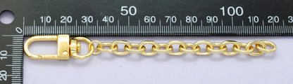 24K Gold Filled 5-Inch Cable Chain Bag Purse Charm Swivel Keychain Findings | WA-2898