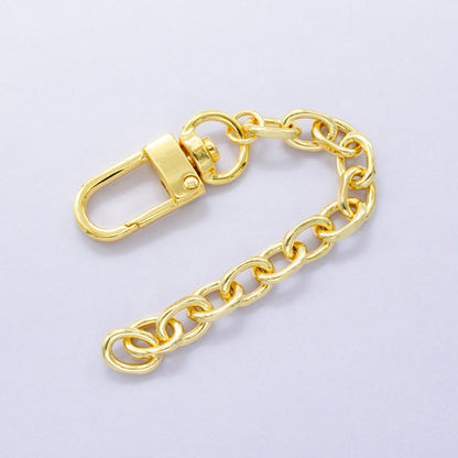 24K Gold Filled 5-Inch Cable Chain Bag Purse Charm Swivel Keychain Findings | WA-2898