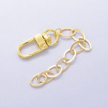 24K Gold Filled 5-Inch Cable Link Chain Curb Bag Purse Charm Swivel Keychain Findings | WA-2895