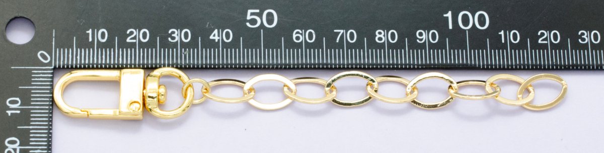24K Gold Filled 5-Inch Cable Link Chain Curb Bag Purse Charm Swivel Keychain Findings | WA-2895