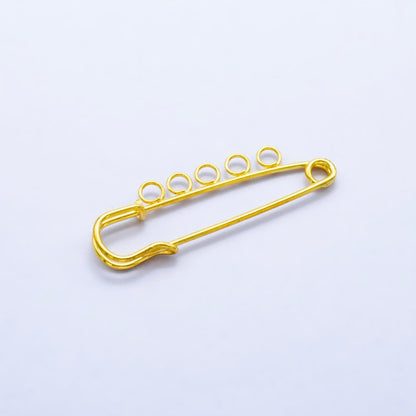 24K Gold Filled 50mm Triple, Multiple Loop Safety Pin Brooch Bag Charm Finding | Z1074 Z1075