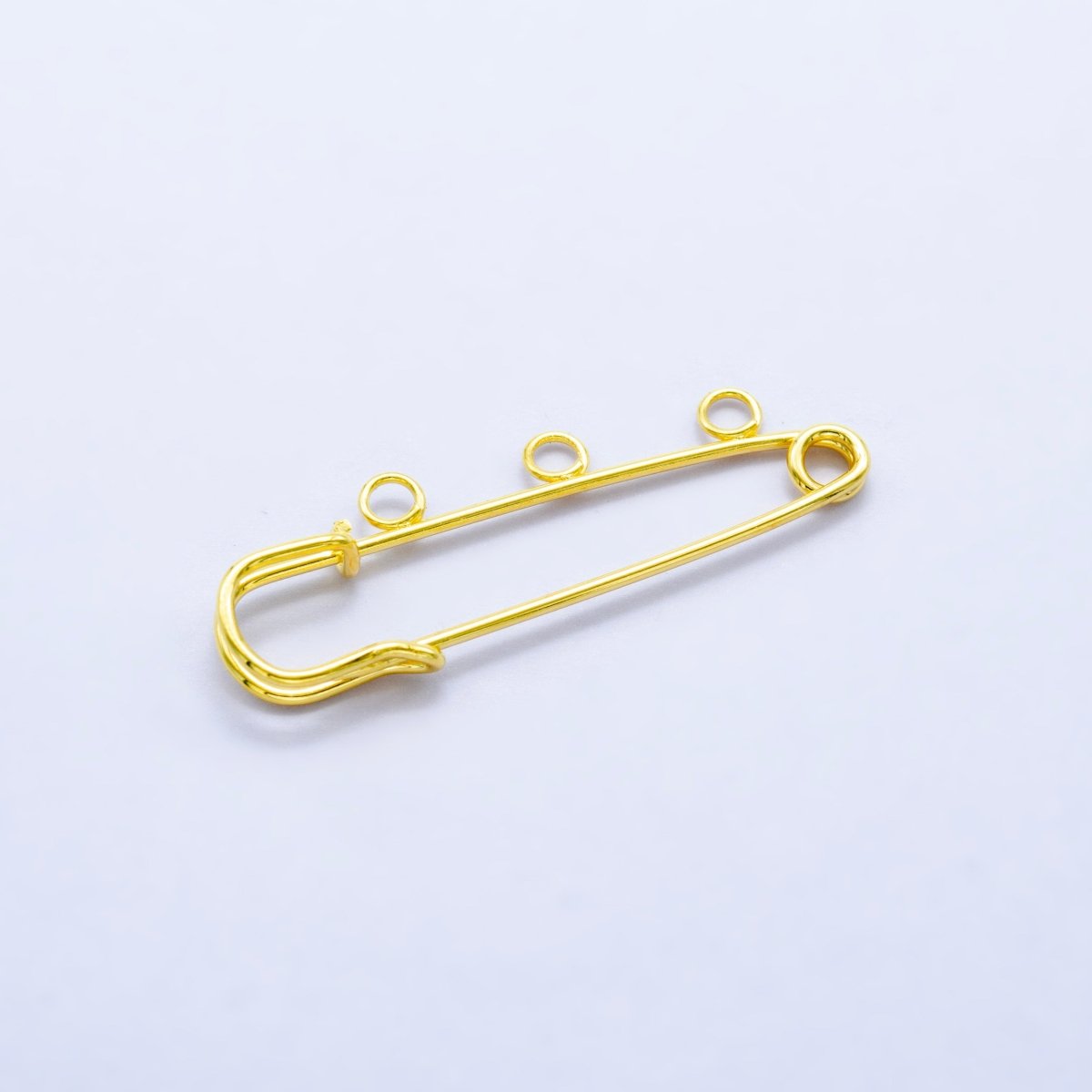 24K Gold Filled 50mm Triple, Multiple Loop Safety Pin Brooch Bag Charm Finding | Z1074 Z1075