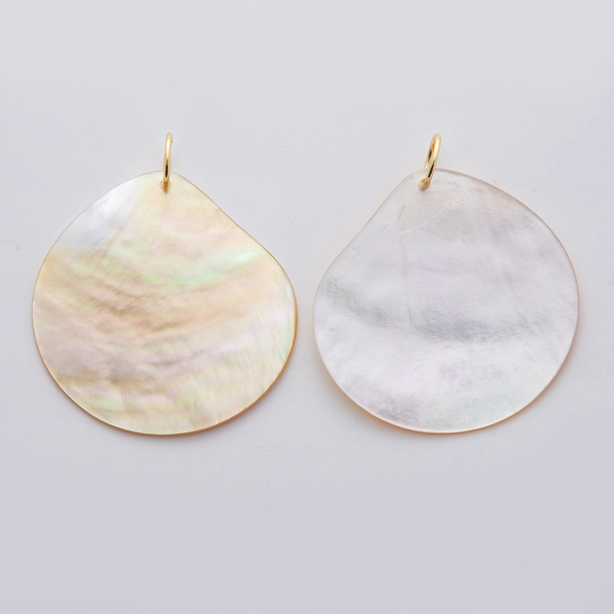 24K Gold Filled 53.5mm White Mother of Pearl Geometric Charm | D580