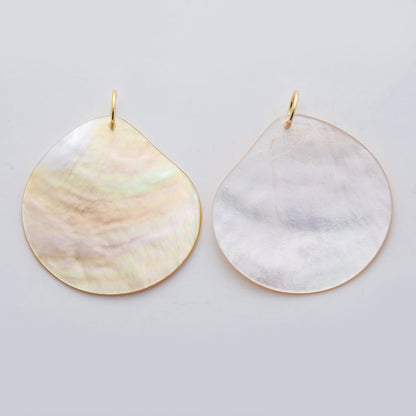 24K Gold Filled 53.5mm White Mother of Pearl Geometric Charm | D580