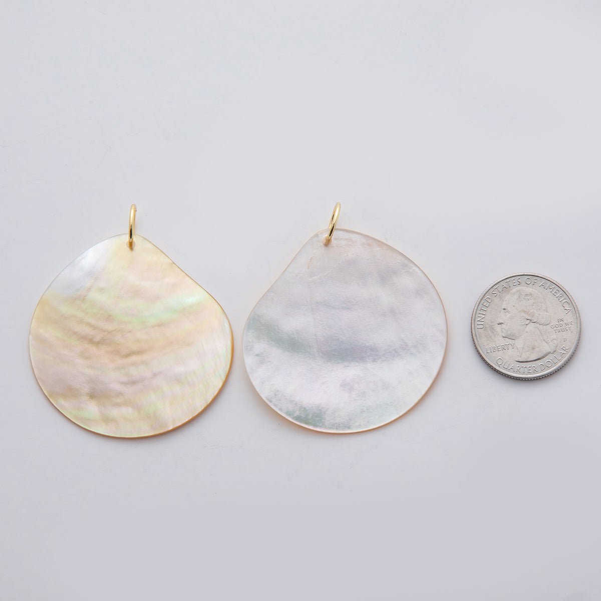 24K Gold Filled 53.5mm White Mother of Pearl Geometric Charm | D580