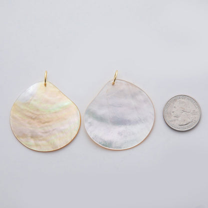 24K Gold Filled 53.5mm White Mother of Pearl Geometric Charm | D580