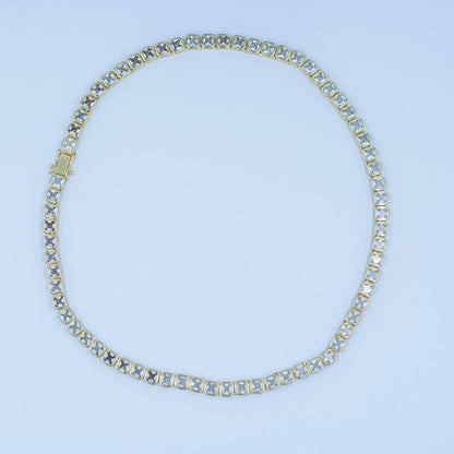 24K Gold Filled 5.3mm Square CZ Tennis Chain 16 Inch Necklace | WA-2753