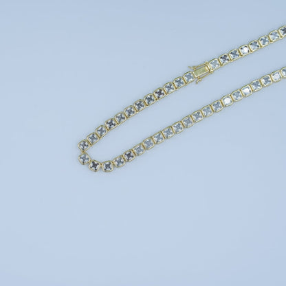 24K Gold Filled 5.3mm Square CZ Tennis Chain 16 Inch Necklace | WA-2753