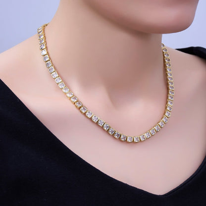 24K Gold Filled 5.3mm Square CZ Tennis Chain 16 Inch Necklace | WA-2753
