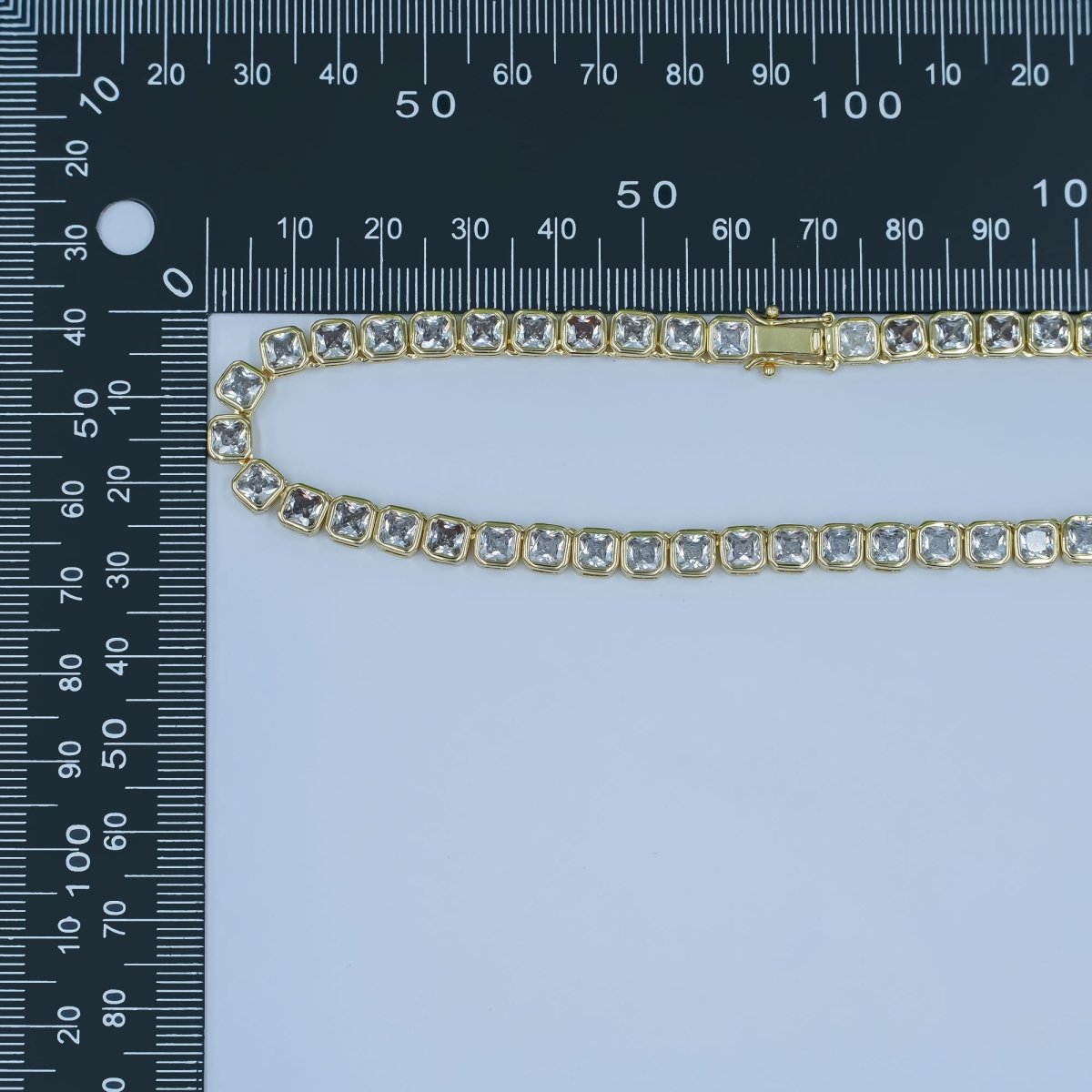 24K Gold Filled 5.3mm Square CZ Tennis Chain 16 Inch Necklace | WA-2753