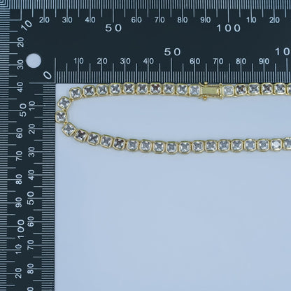 24K Gold Filled 5.3mm Square CZ Tennis Chain 16 Inch Necklace | WA-2753