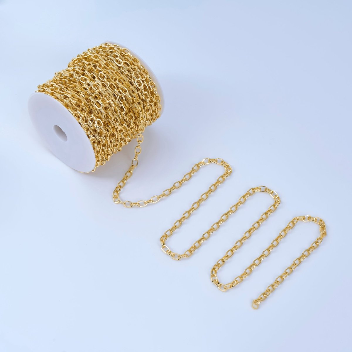 24K Gold Filled 5.4mm Hammered Textured Paperclip Unfinished Chain by Yard | ROLL-1670