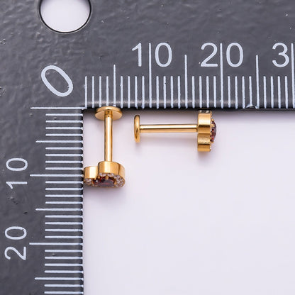 Titanium 5.5mm Red Micro Paved CZ Heart Cartilage Piercing Flat Back Stud in Gold &amp; Silver | BJ-00069 BJ-00069