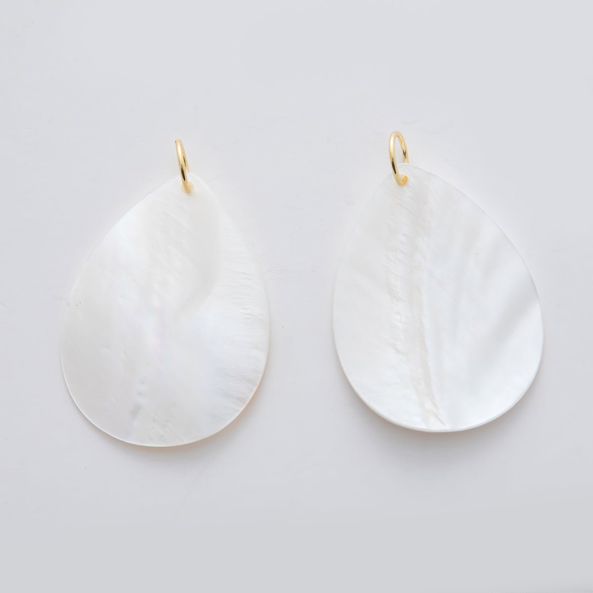 24K Gold Filled 57mm White Mother of Pearl Teardrop Charm | D582