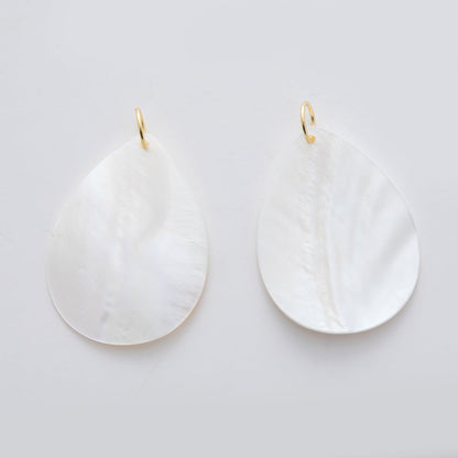 24K Gold Filled 57mm White Mother of Pearl Teardrop Charm | D582