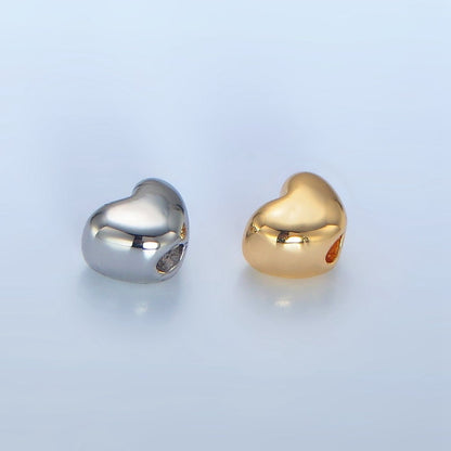24K Gold Filled 5mm Chubby Heart Minimalist Bead in Gold &amp; Silver | B063