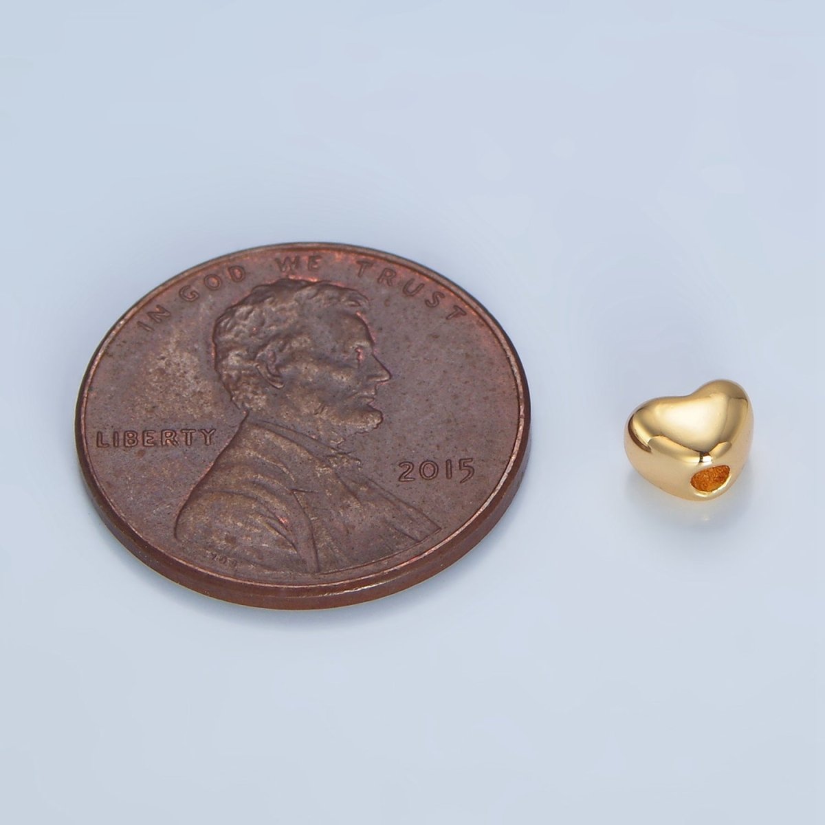 24K Gold Filled 5mm Chubby Heart Minimalist Bead in Gold &amp; Silver | B063