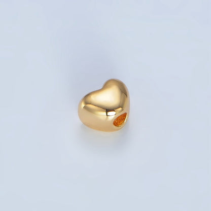 24K Gold Filled 5mm Chubby Heart Minimalist Bead in Gold &amp; Silver | B063