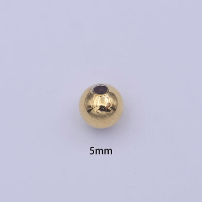 24K Gold Filled 5mm Round Minimalist Bead Crimp Jewelry Making Supply | Z-407