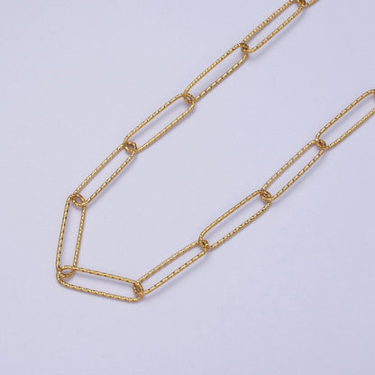 24K Gold Filled 5mm Textured Paperclip Gold, Silver Unfinished Chain | ROLL-927 ROLL-928 Clearance Pricing
