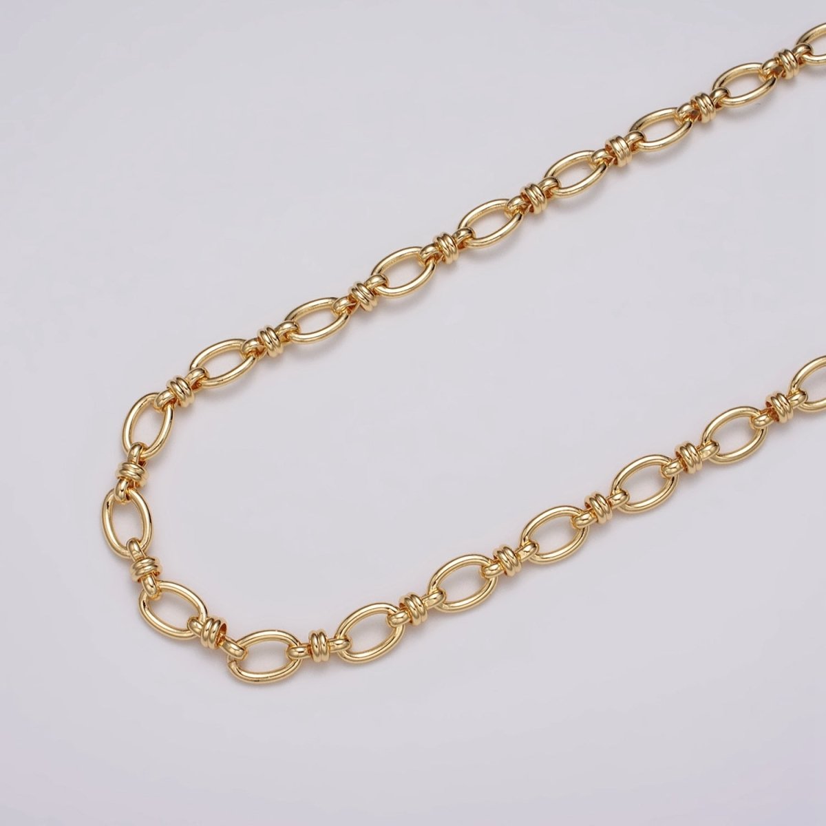 24k Gold Filled 6.5mm Figaro Long and Short Fancy Unfinished Unique Chain in Gold &amp; Silver | ROLL-1141 ROLL-1142 Clearance Pricing