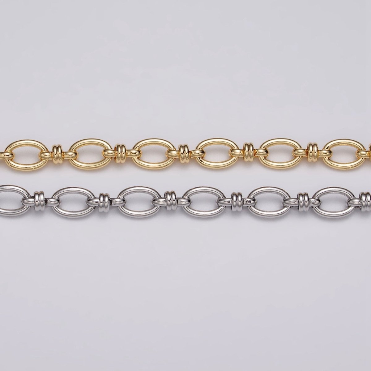 24k Gold Filled 6.5mm Figaro Long and Short Fancy Unfinished Unique Chain in Gold &amp; Silver | ROLL-1141 ROLL-1142 Clearance Pricing