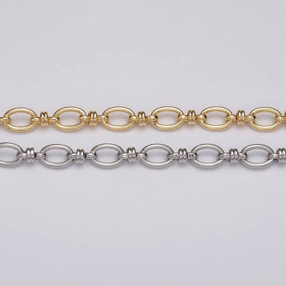 24k Gold Filled 6.5mm Figaro Long and Short Fancy Unfinished Unique Chain in Gold &amp; Silver | ROLL-1141 ROLL-1142 Clearance Pricing