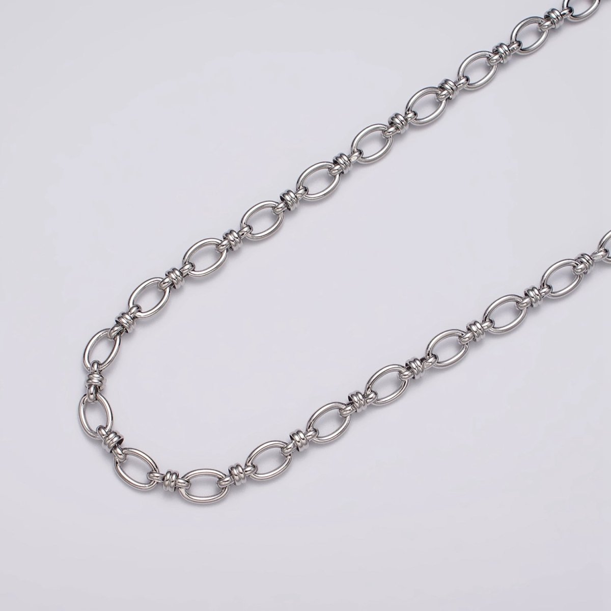 24k Gold Filled 6.5mm Figaro Long and Short Fancy Unfinished Unique Chain in Gold &amp; Silver | ROLL-1141 ROLL-1142 Clearance Pricing