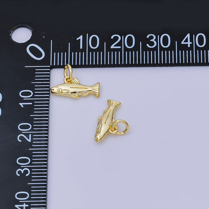 24K Gold Filled 6.5mm Pisces Sea Fish Animal Charm | AJ-382