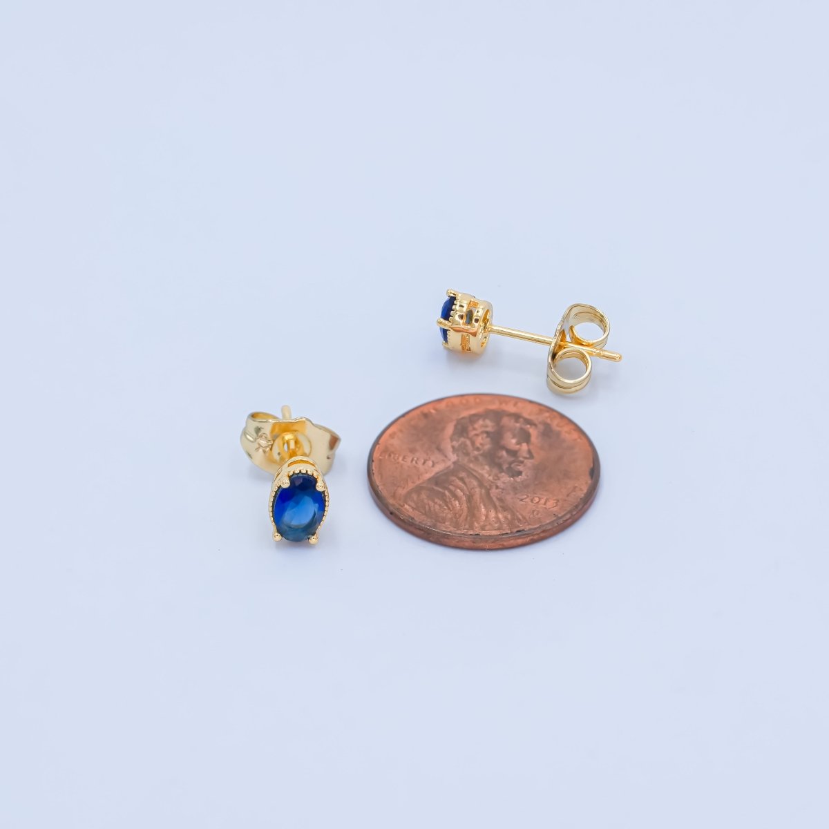 24K Gold Filled 6.8mm Oval CZ Stud Earrings | AB1001 - AB1005
