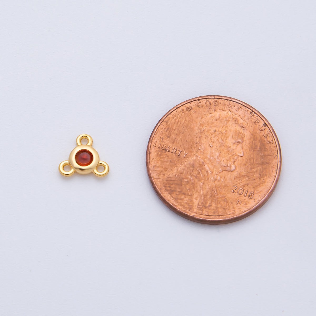 24K Gold Filled 6mm Blue, Red, Green, Clear CZ Round Bezel Triple Connector | Z1479 - Z1481