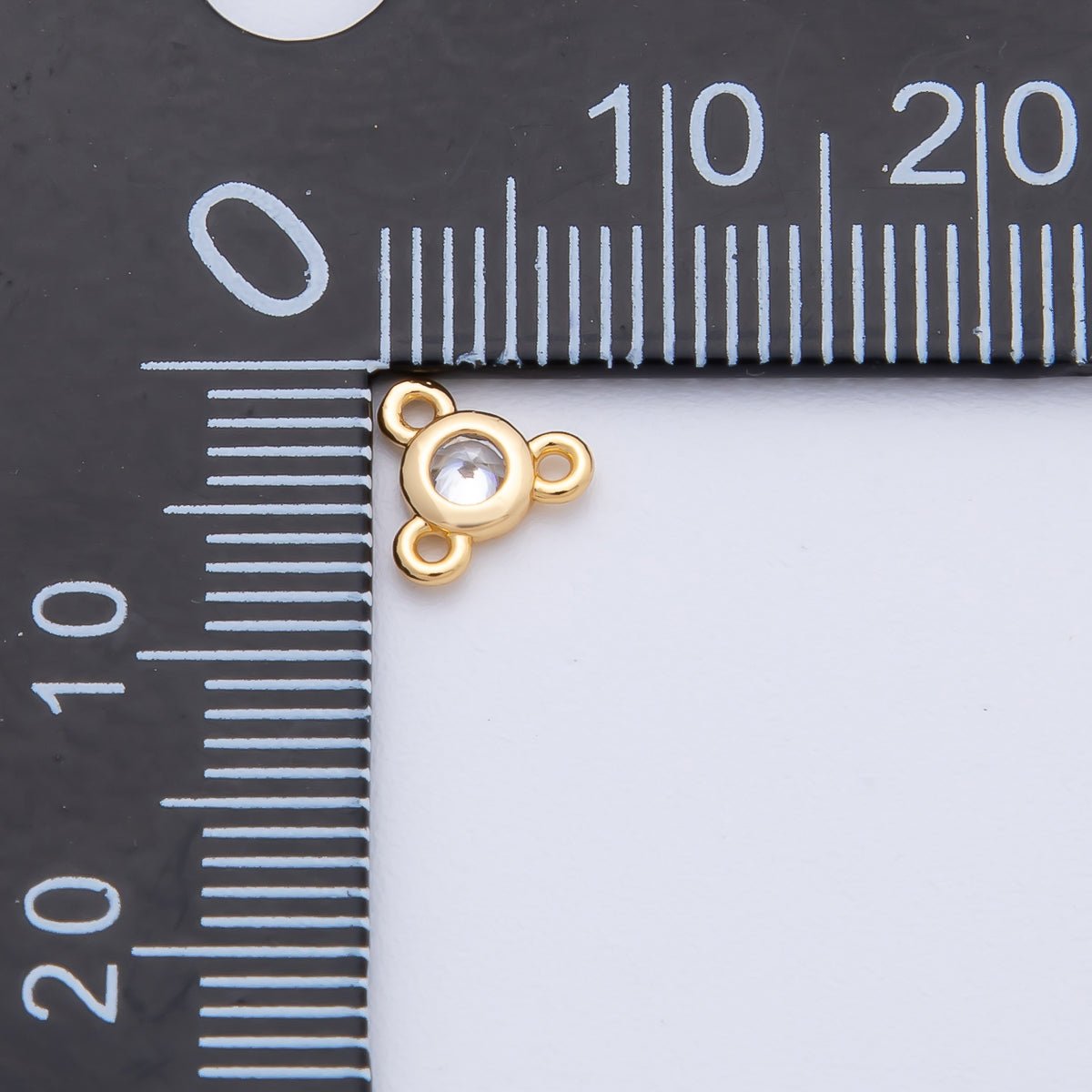 24K Gold Filled 6mm Blue, Red, Green, Clear CZ Round Bezel Triple Connector | Z1479 - Z1481