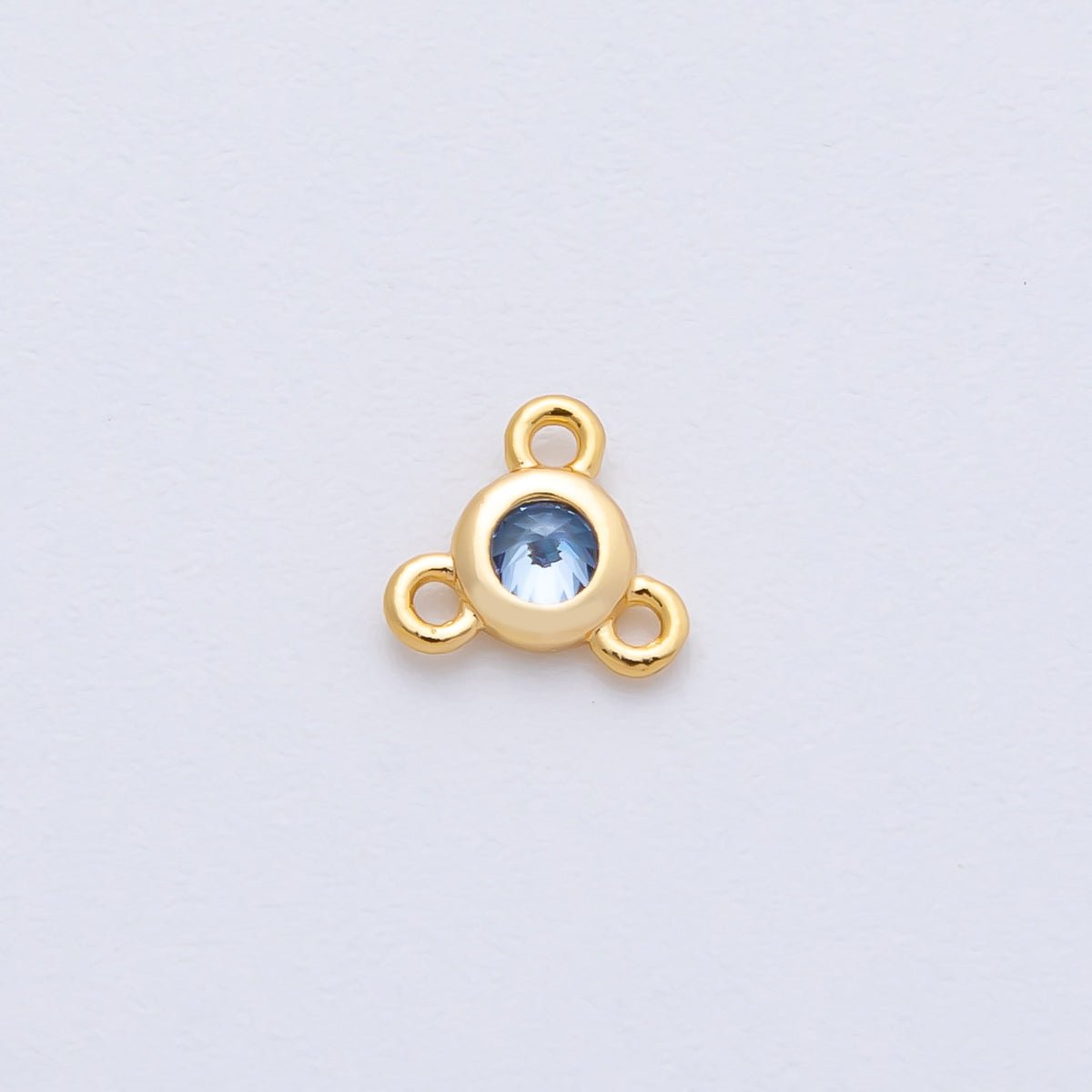 24K Gold Filled 6mm Blue, Red, Green, Clear CZ Round Bezel Triple Connector | Z1479 - Z1481