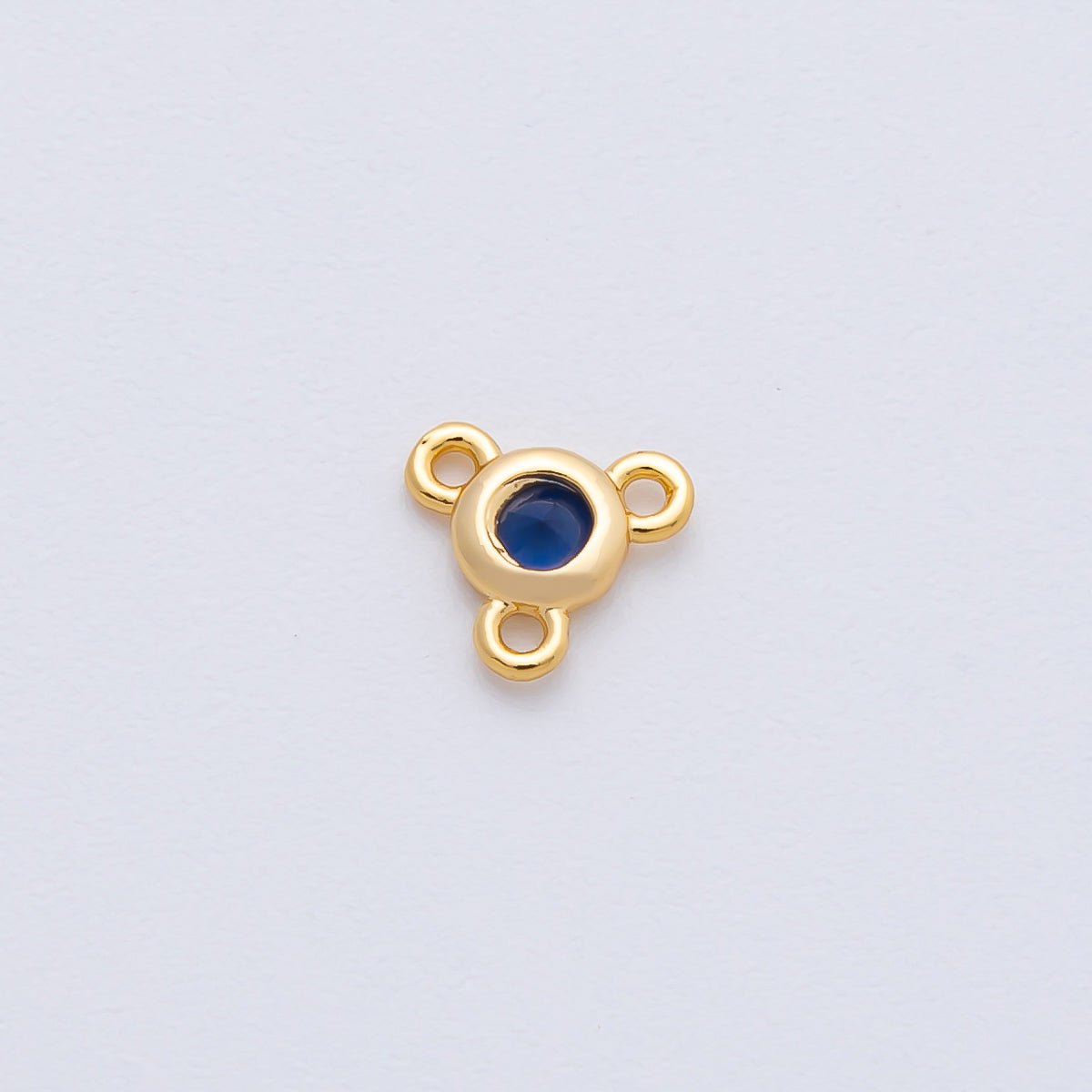 24K Gold Filled 6mm Blue, Red, Green, Clear CZ Round Bezel Triple Connector | Z1479 - Z1481