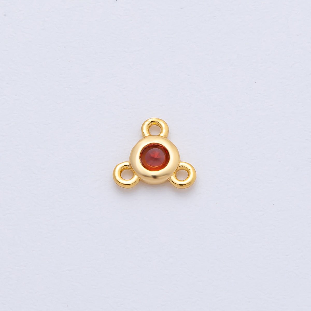 24K Gold Filled 6mm Blue, Red, Green, Clear CZ Round Bezel Triple Connector | Z1479 - Z1481