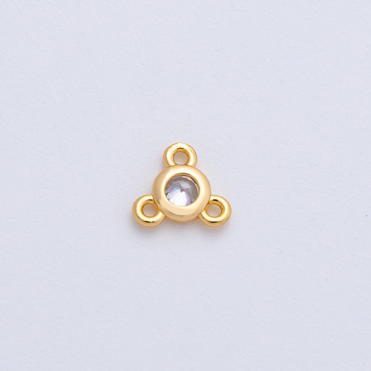 24K Gold Filled 6mm Blue, Red, Green, Clear CZ Round Bezel Triple Connector | Z1479 - Z1481