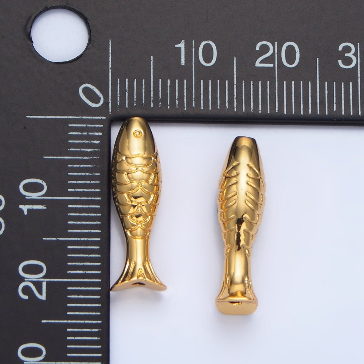 24K Gold Filled 6mm Minimalist Fish Sea Animal Bead | B515
