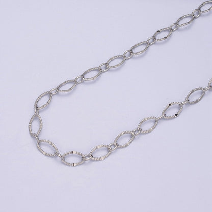 24K Gold Filled  6mm Width Textured Cable Chain, Silver Unique Cable Wholesale Bulk Chain For Jewelry Making | ROLL-596, ROLL-597 Clearance Pricing