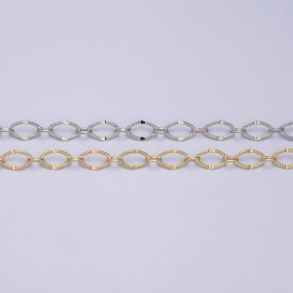 24K Gold Filled  6mm Width Textured Cable Chain, Silver Unique Cable Wholesale Bulk Chain For Jewelry Making | ROLL-596, ROLL-597 Clearance Pricing