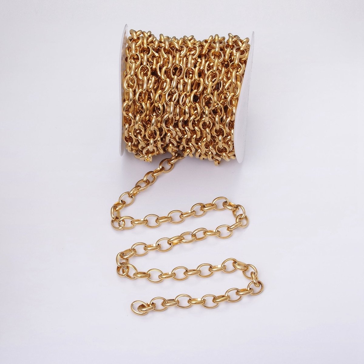 24k Gold Filled 7.5mm Oval Cable Clip Cable Link Unfinished Yard Chain in Gold &amp; Silver | ROLL-1277 ROLL-1278 Clearance Pricing
