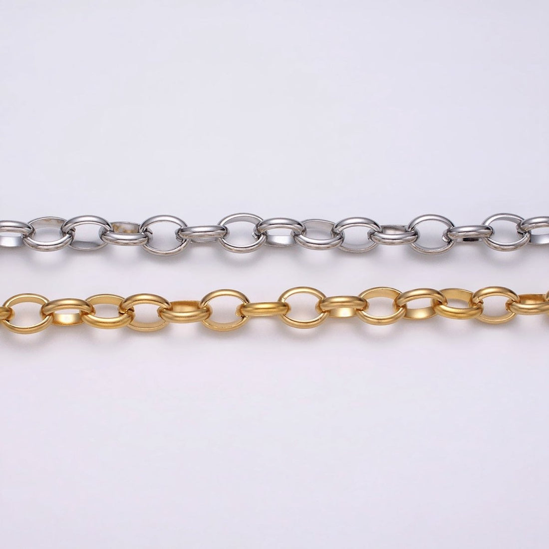 24k Gold Filled 7.5mm Oval Cable Clip Cable Link Unfinished Yard Chain in Gold &amp; Silver | ROLL-1277 ROLL-1278 Clearance Pricing