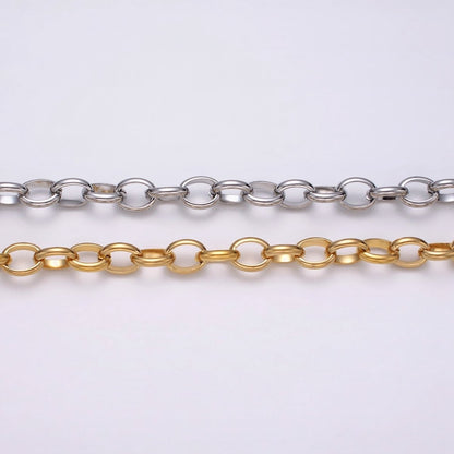 24k Gold Filled 7.5mm Oval Cable Clip Cable Link Unfinished Yard Chain in Gold &amp; Silver | ROLL-1277 ROLL-1278 Clearance Pricing